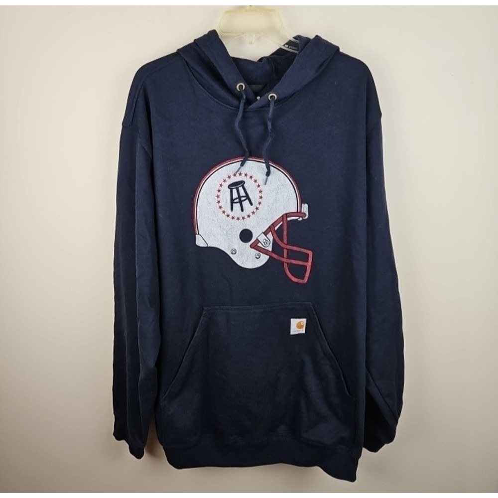 Carhartt Barstool Sports Hoodie Mens XL Blue Sweatshirt Football Loose Fit WORK